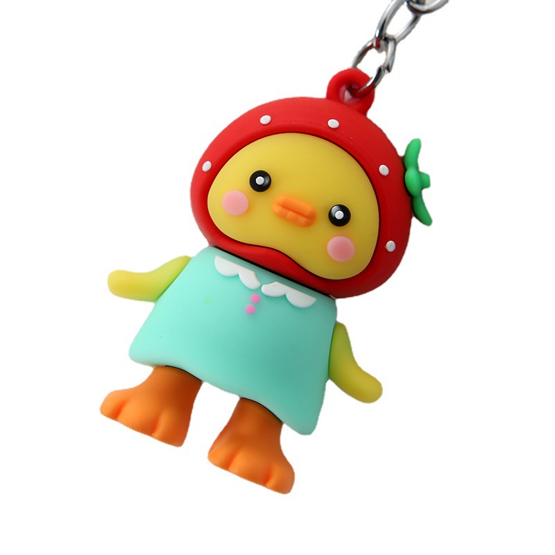 新款滴胶水果小黄鸭钥匙扣挂件可爱公仔包包配饰引流小商品批发 详情图4