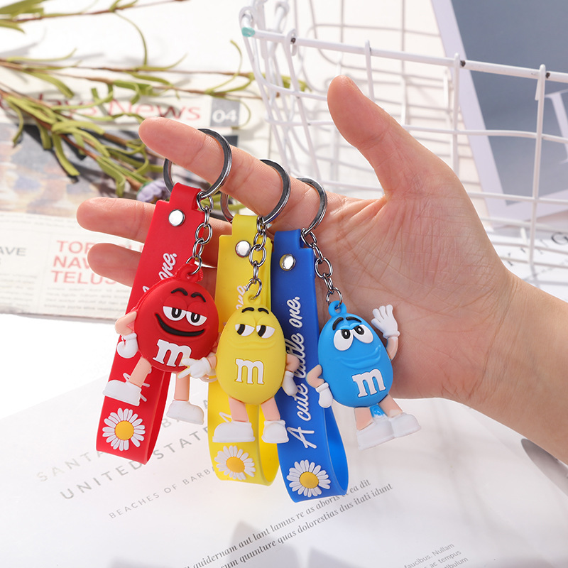 Cartoon soft rubber keychain MS chocolate bean curd skin rope keychain pendant bag decoration pendant couple pendant