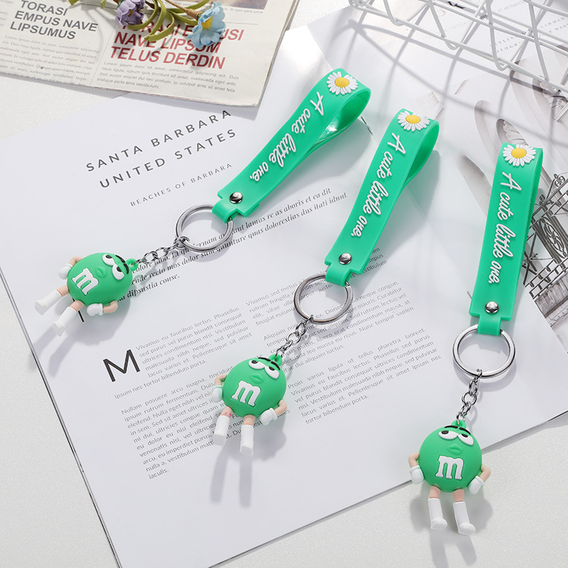 Cartoon soft rubber keychain MS chocolate bean curd skin rope keychain pendant bag decoration pendant couple pendant detail image 4