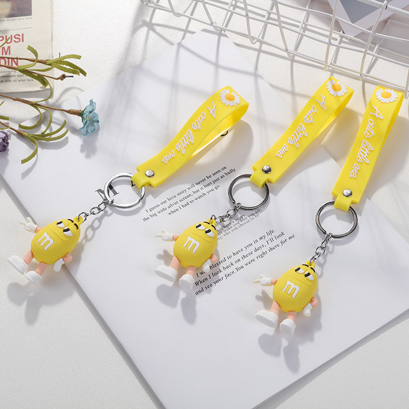 Cartoon soft rubber keychain MS chocolate bean curd skin rope keychain pendant bag decoration pendant couple pendant Specification image