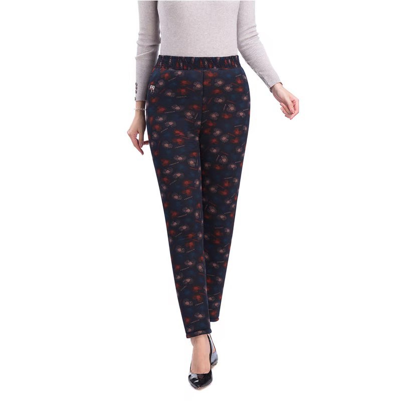 Camel hair cotton pants for middle-aged and elderly people, high-waisted winter thermal pants for women, cotton pants for old ladies with added fleece and thickened, large-sized thermal pants details Picture