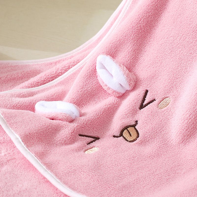 珊瑚绒浴巾兔子3D造型吸水速干毛巾浴巾套巾礼品赠送详情图11