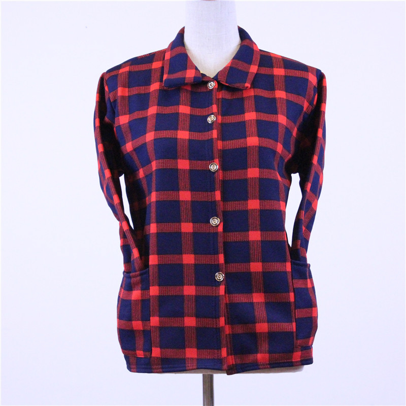 Wholesale of casual mom wear, middle-aged and elderly women's clothing with fleece cardigans, middle-aged people's clothing with thickened autumn and winter warm tops Specification image