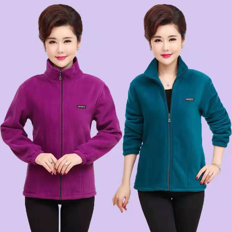 Direct sales from the manufacturer of large-sized women's fleece jackets and loose outdoor sports sweatshirts for middle-aged and elderly women in autumn 2021 details Picture