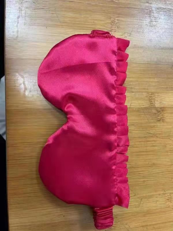 Double-sided faux silk sleep eye mask, light-blocking elastic strap travel eye mask, breathable beauty eye mask, rose red