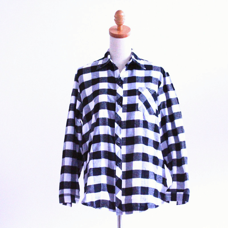 Wholesale of new Korean style cotton brushed plaid shirts for middle-aged and elderly women Item Picture