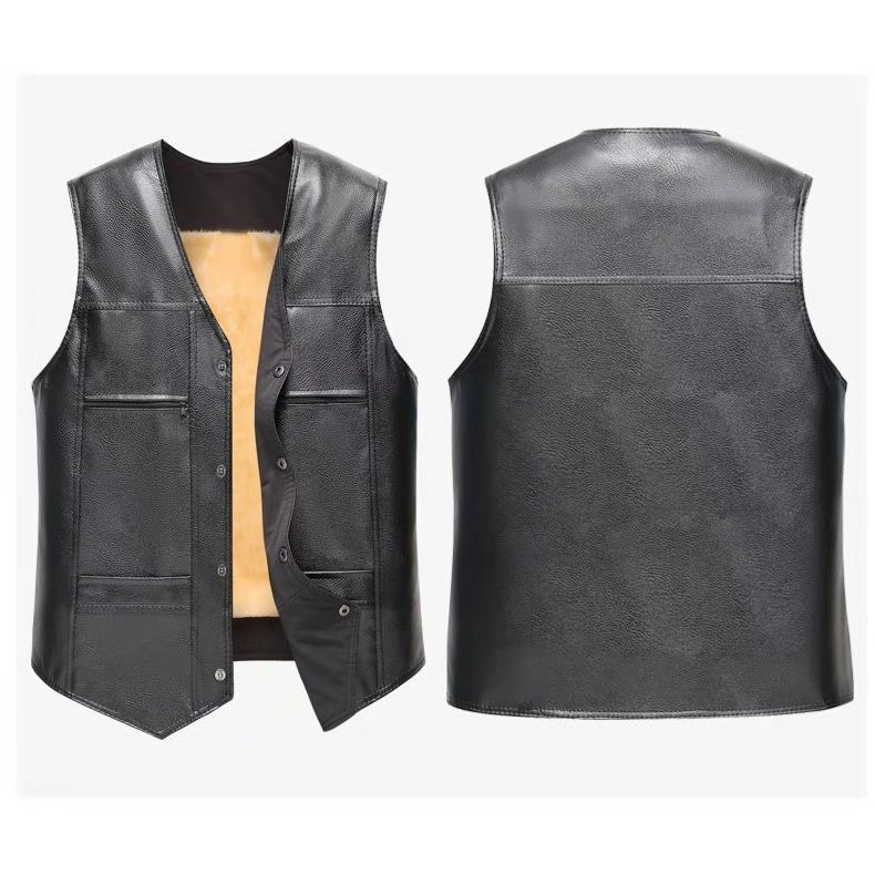 A shopping mall for men's warm leather vests for the middle-aged and elderly, wholesale at the market Application Scenario