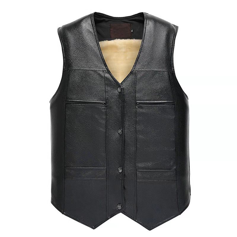 A shopping mall for men's warm leather vests for the middle-aged and elderly, wholesale at the market Item Picture