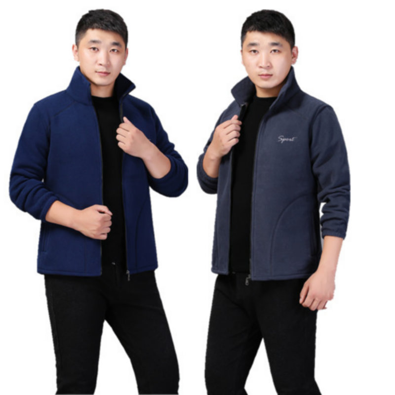 Fashionable loose fleece jacket for men, autumn and winter casual sweatshirt, running sports cardigan, polar fleece jacket for men, factory batch