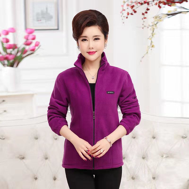 Direct sales from the manufacturer of large-sized women's fleece jackets and loose outdoor sports sweatshirts for middle-aged and elderly women in autumn 2021 Specification image