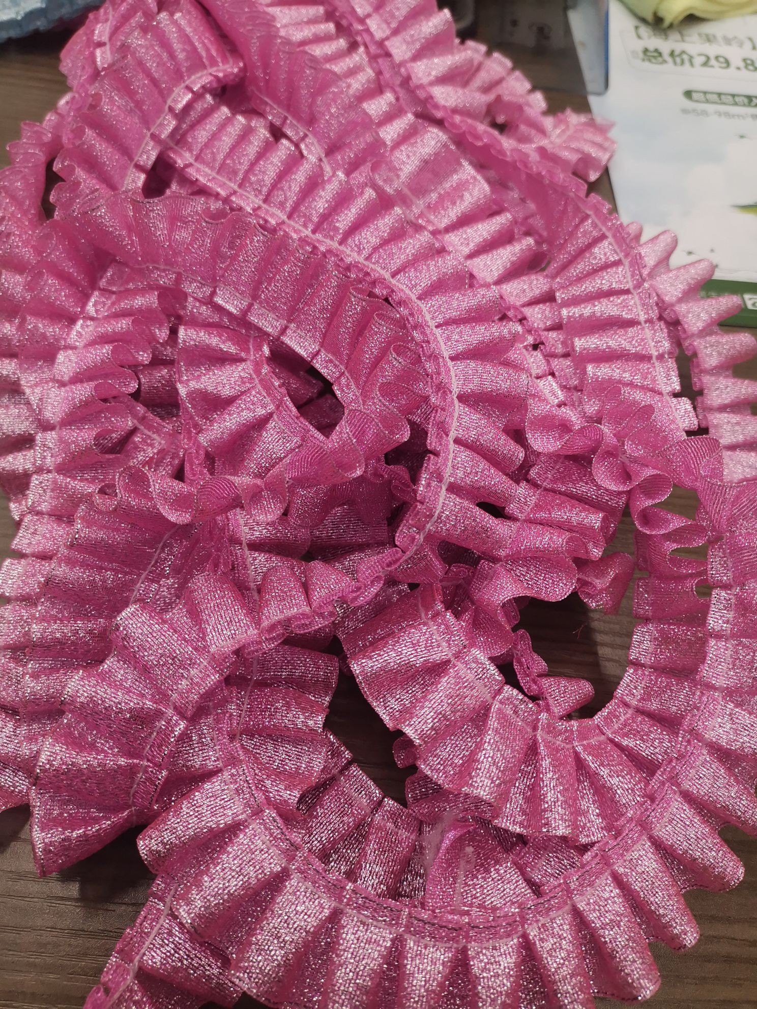 Pink 8 points, scallion band, silver band detail image 3