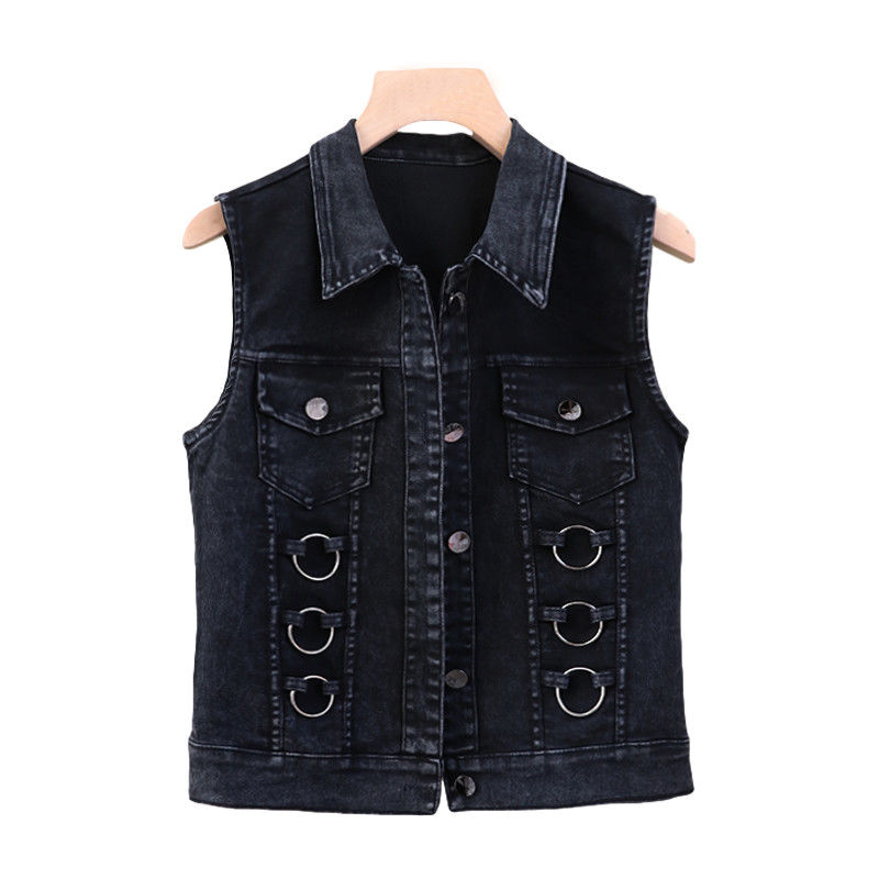 时尚牛仔套装女2021秋季新款韩版修身显瘦百搭马甲+短裤两件套潮详情图2