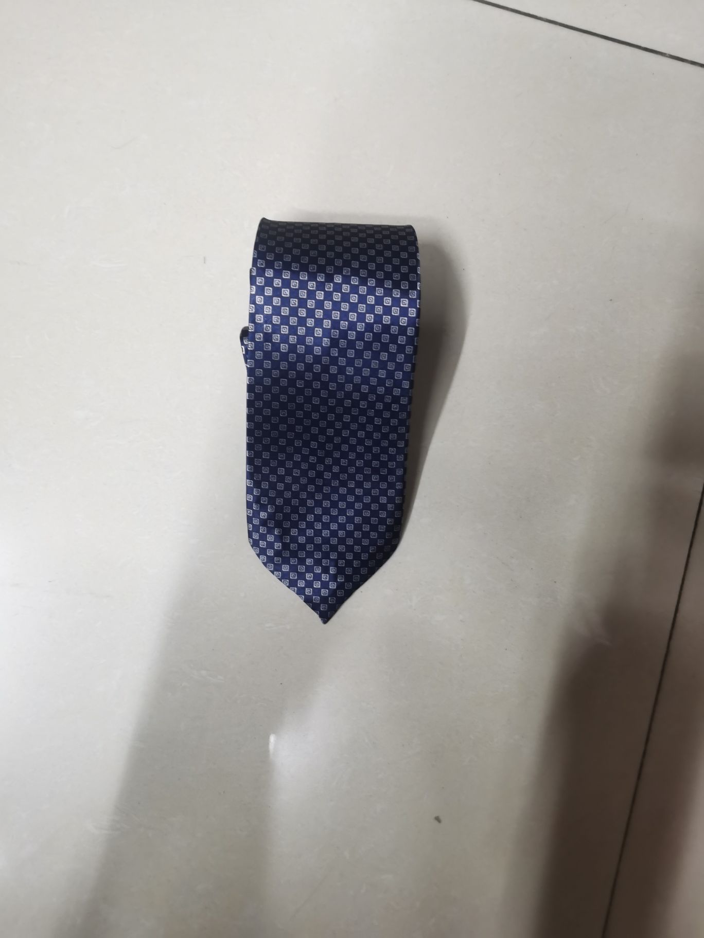 Chemical fiber transfer printed blue dot tie details Picture