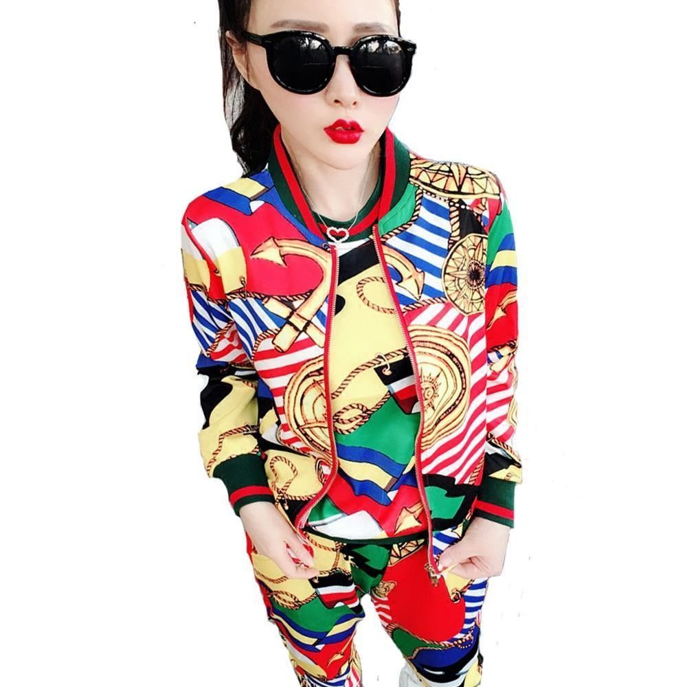 套装女时尚欧洲站2021秋装新款运动显瘦细节图