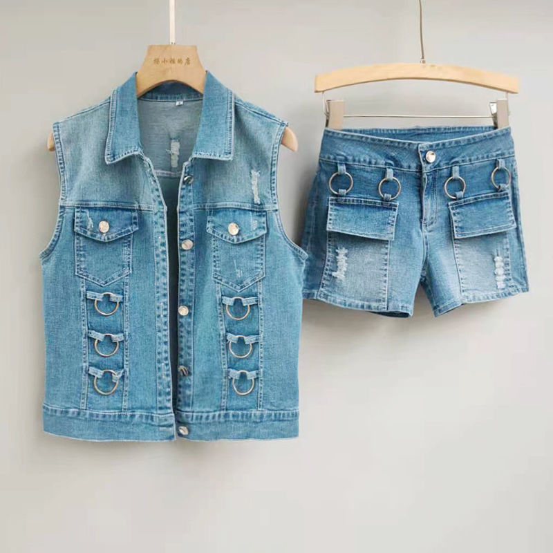 时尚牛仔套装女2021秋季新款韩版修身显细节图