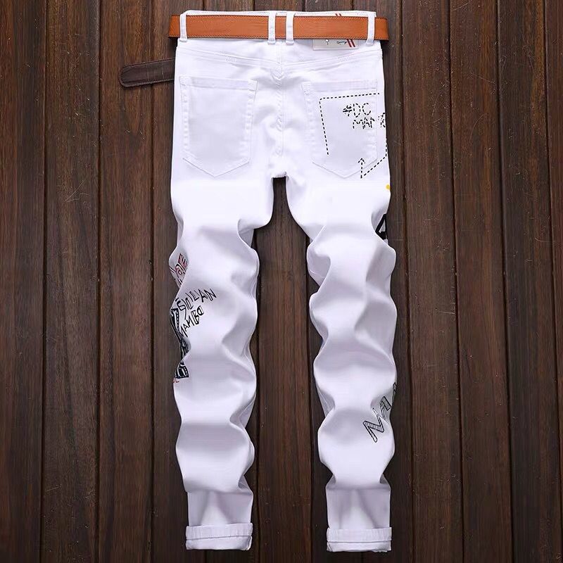 البنطال ذو البنطال الأبيض المطبوع باللون الكوري، ذو الأرجل الصغيرة detail image 12