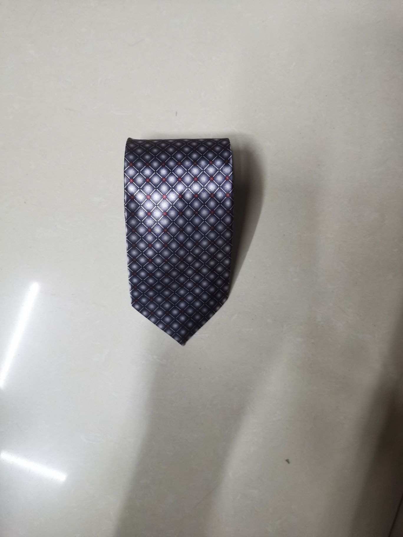 化纤转移印花灰色点领带