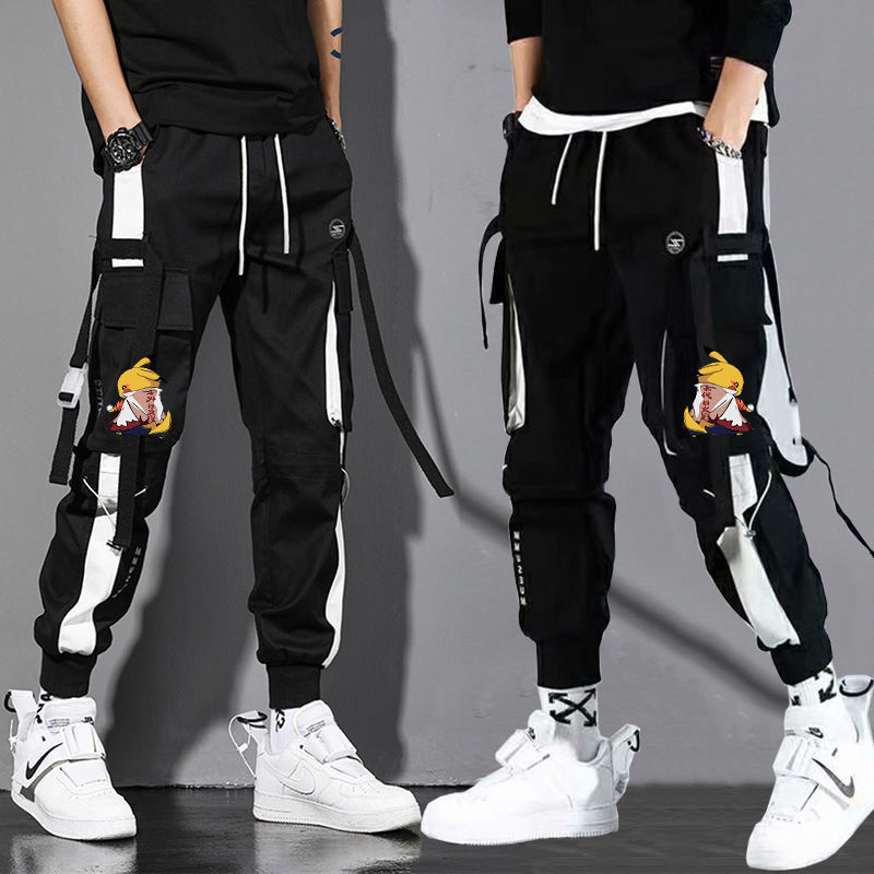 Men's autumn Korean style loose, large-sized, sporty and versatile trendy brand fleece workwear casual nine-inch pants Specification image