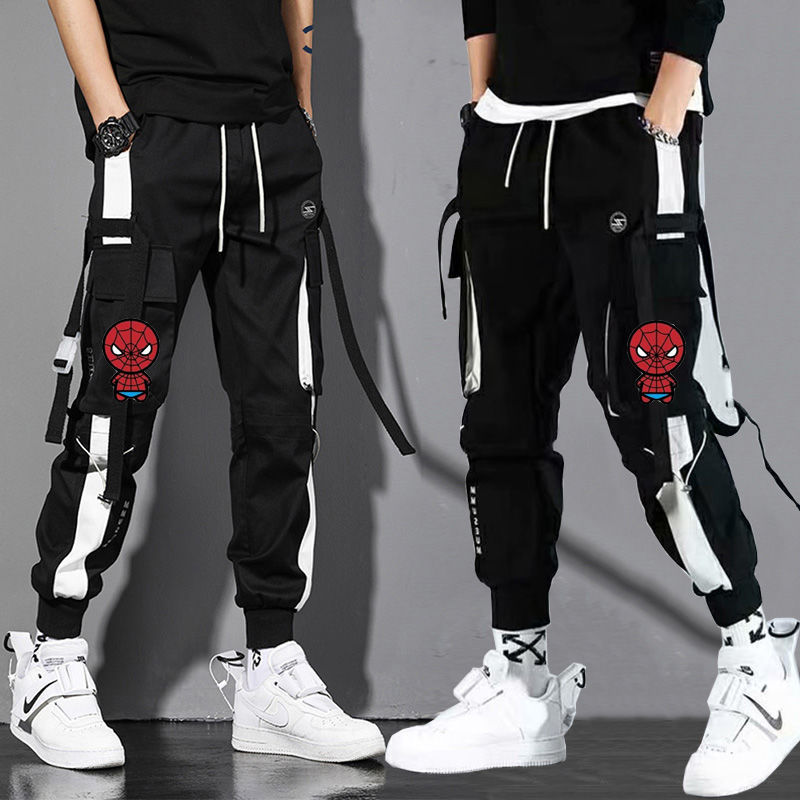 Men's autumn Korean style loose, large-sized, sporty and versatile trendy brand fleece workwear casual nine-inch pants detail image 6