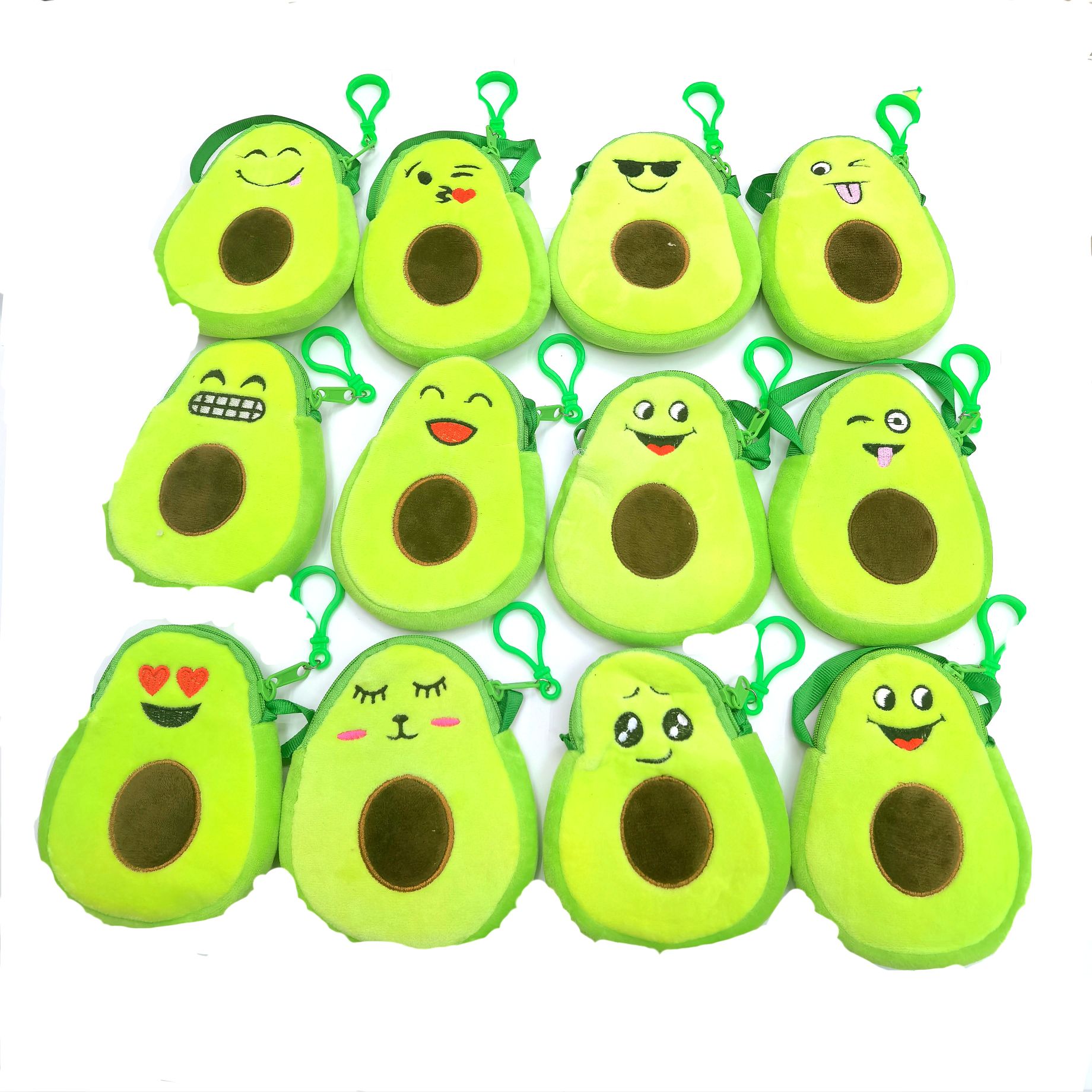 毛绒玩具包牛油果零钱包 卡通刺绣钱包儿童挎包牛油果挎包钱包