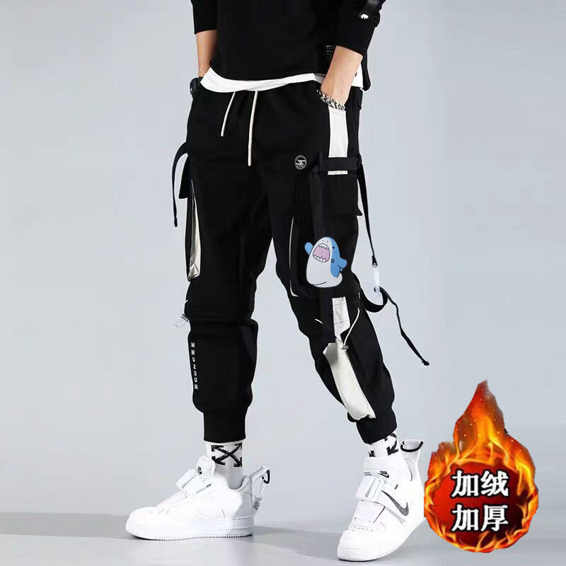 束脚裤子男秋季韩版潮流宽松大码运动百搭潮牌加绒工装休闲九分裤