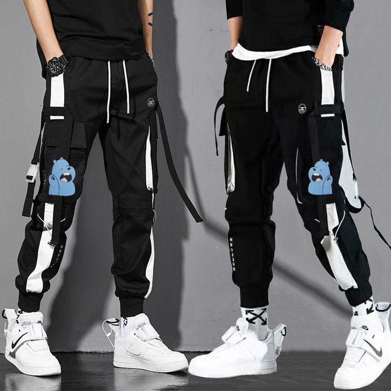 Men's autumn Korean style loose, large-sized, sporty and versatile trendy brand fleece workwear casual nine-inch pants detail image 8