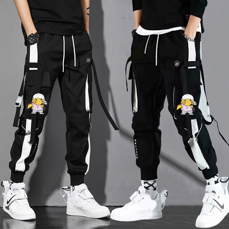 Men's autumn Korean style loose, large-sized, sporty and versatile trendy brand fleece workwear casual nine-inch pants detail image 10