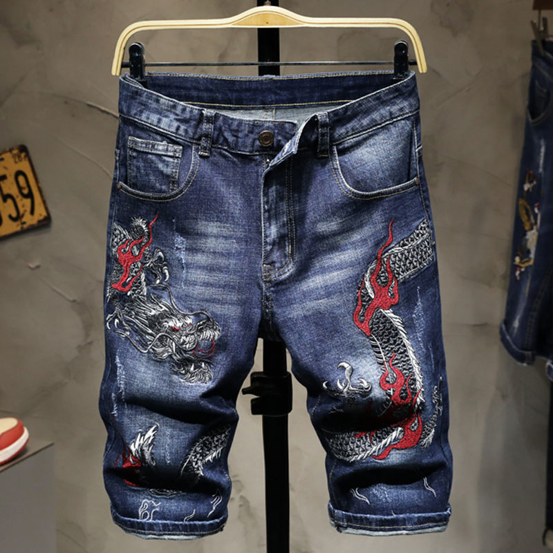 بنطلون خفيف الوزن من خمسة بنطال مطرز من أوروبا والولايات المتحدة details Picture