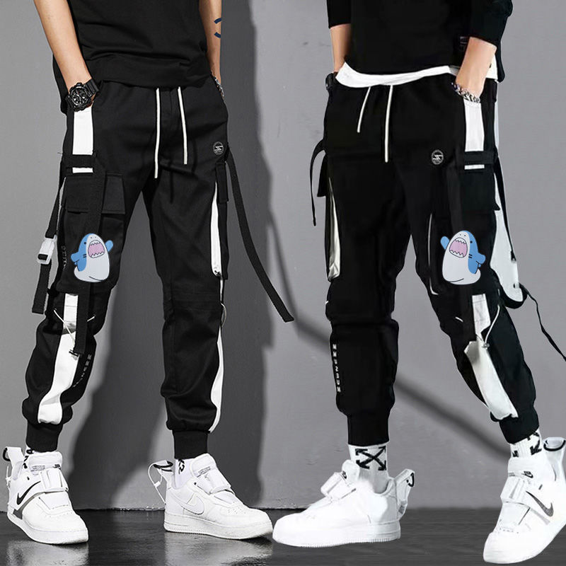 Men's autumn Korean style loose, large-sized, sporty and versatile trendy brand fleece workwear casual nine-inch pants Application Scenario