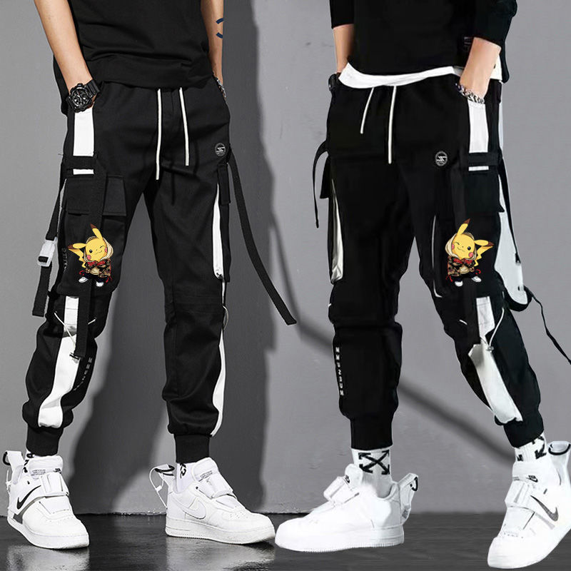 Men's autumn Korean style loose, large-sized, sporty and versatile trendy brand fleece workwear casual nine-inch pants detail image 5