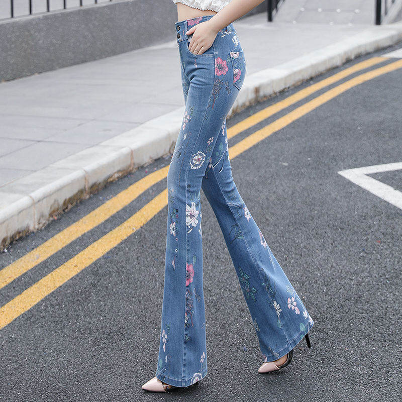 Women's 2022 trendy high-waisted and high-elastic embroidered slim-fit jeans detail image 6