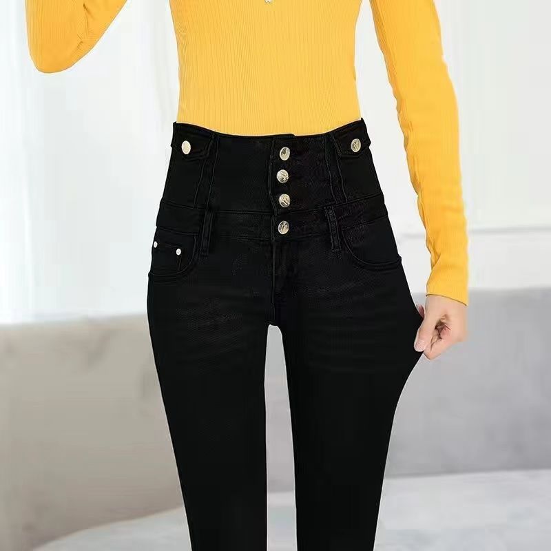 女士2022新潮高腰高弹牛仔裤  修身小脚牛仔裤详情图2
