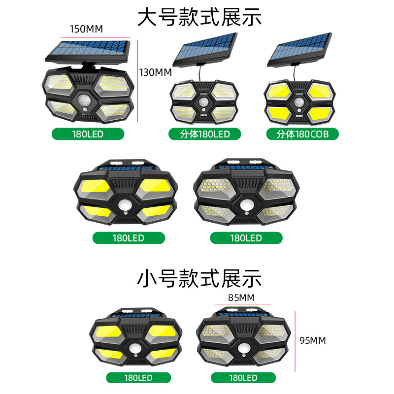 新款太阳能灯人体感应远程遥控户外照明庭院灯投光灯新农村路灯详情图12