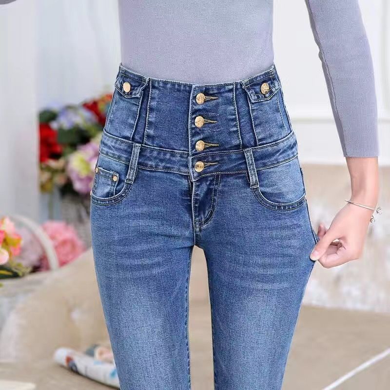 女士2022新潮高腰高弹牛仔裤  修身小脚牛仔裤详情图5
