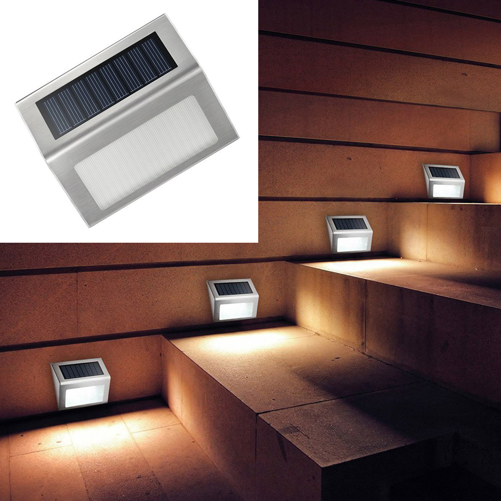Cross-border solar outdoor garden lamps, stainless steel staircase lamps, step lamps, corridor small street lamps, garden decorative wall lamps details Picture