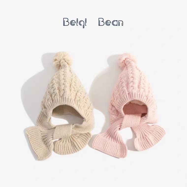 Woolly Hat Industry 2022 New Knitted Thickened Children's Hat Woolly Scarf Integrated Woolly Hat full figure