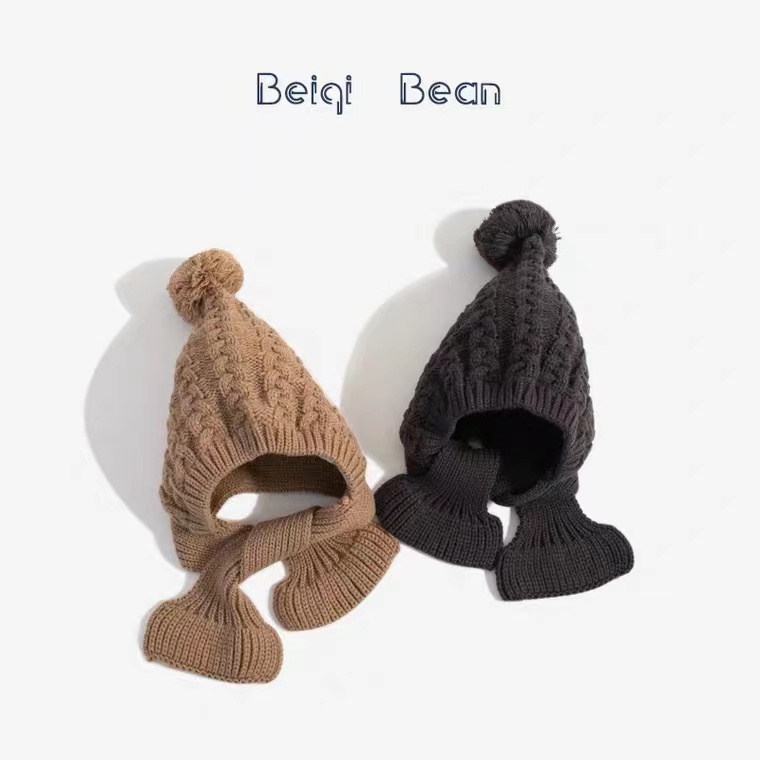Woolly Hat Industry 2022 New Knitted Thickened Children's Hat Woolly Scarf Integrated Woolly Hat Application Scenario