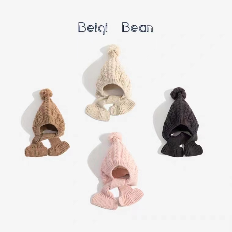 Woolly Hat Industry 2022 New Knitted Thickened Children's Hat Woolly Scarf Integrated Woolly Hat undefined