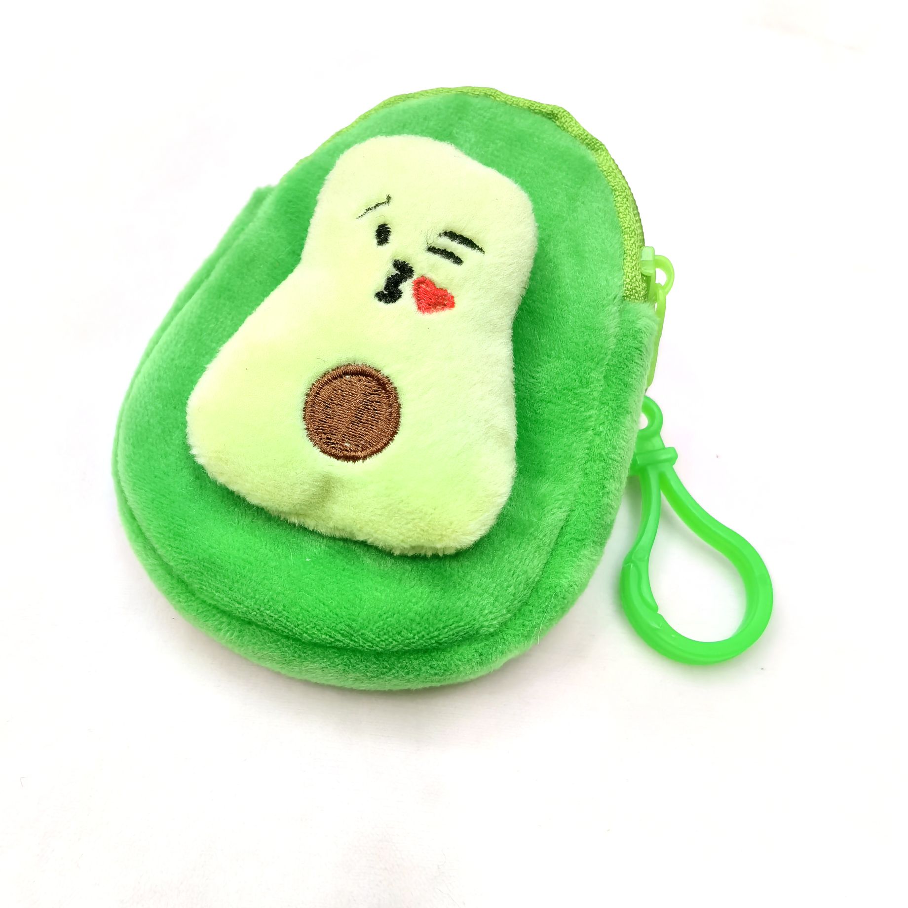 Avocado coin purse, cartoon and cute embroidered zipper coin purse, children's wallet, avocado animal head wallet, coin case detail image 10