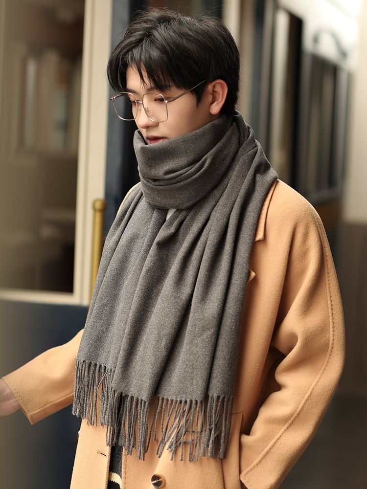 Hombre otoño invierno tendencia frente lana térmica bufanda temperamento estilo Specification image