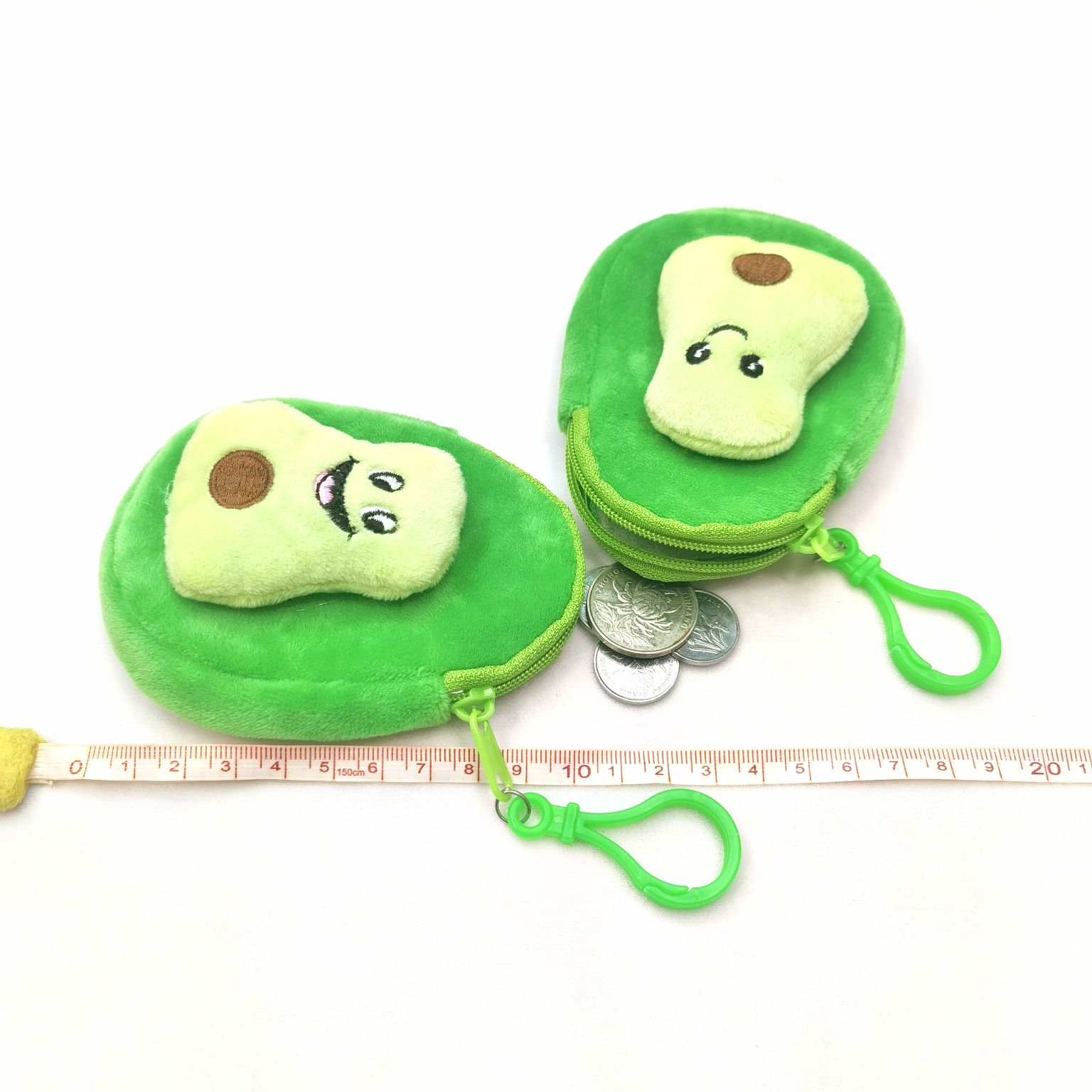 Avocado coin purse, cartoon and cute embroidered zipper coin purse, children's wallet, avocado animal head wallet, coin case Item Picture