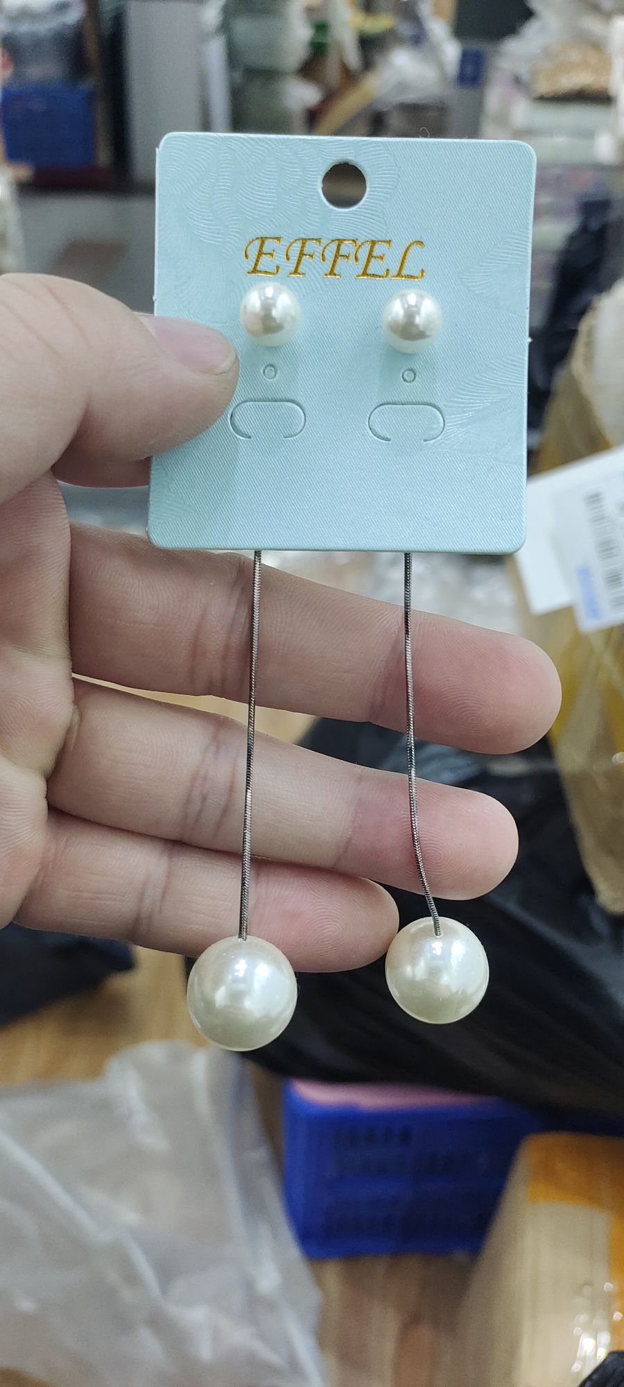 Long chain earrings, long chain Korean imitation jewelry, pearl chain pendant, Billon -59 Specification image