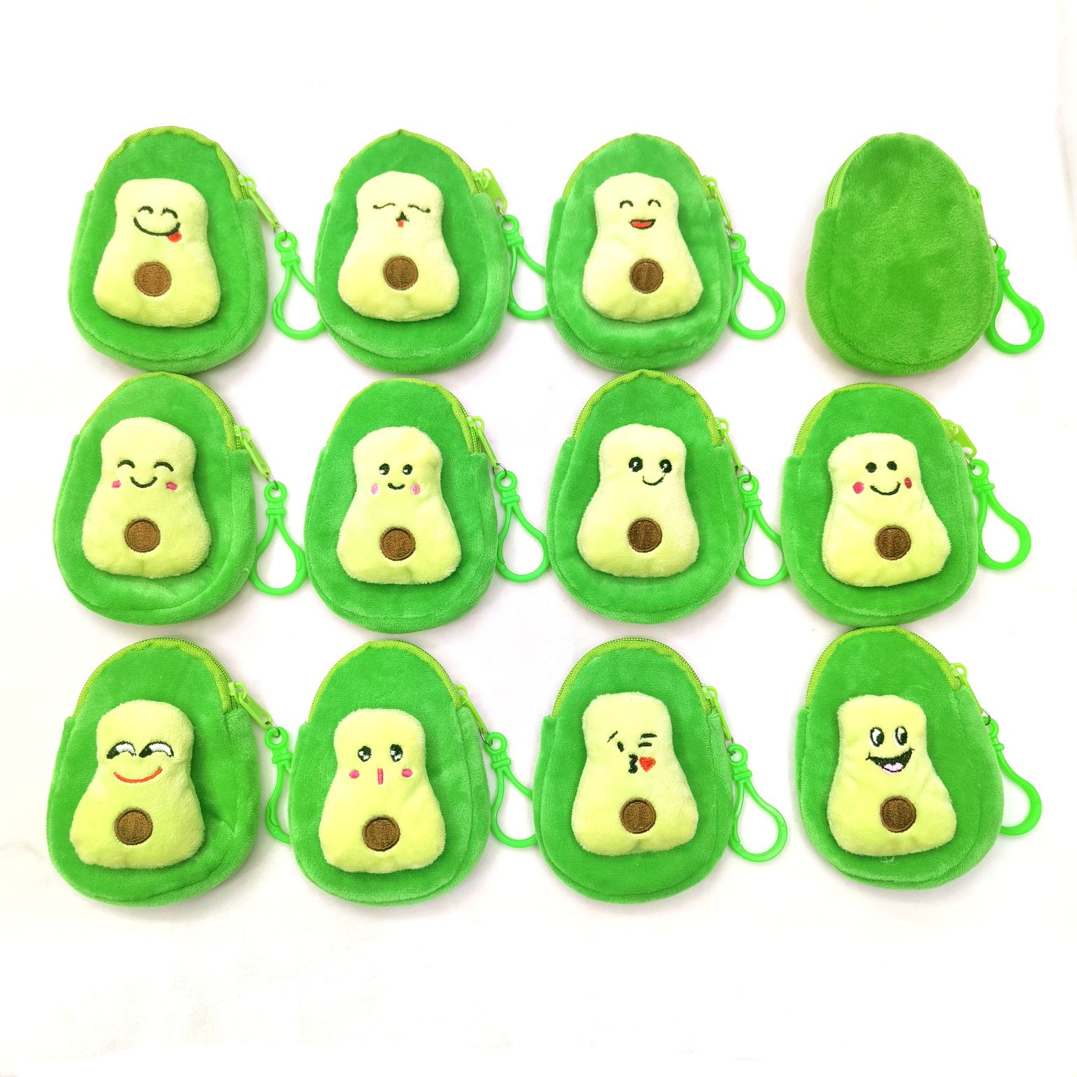 牛油果零钱包卡通可爱刺绣拉链零钱包儿童钱包牛油果动物头钱包硬币包