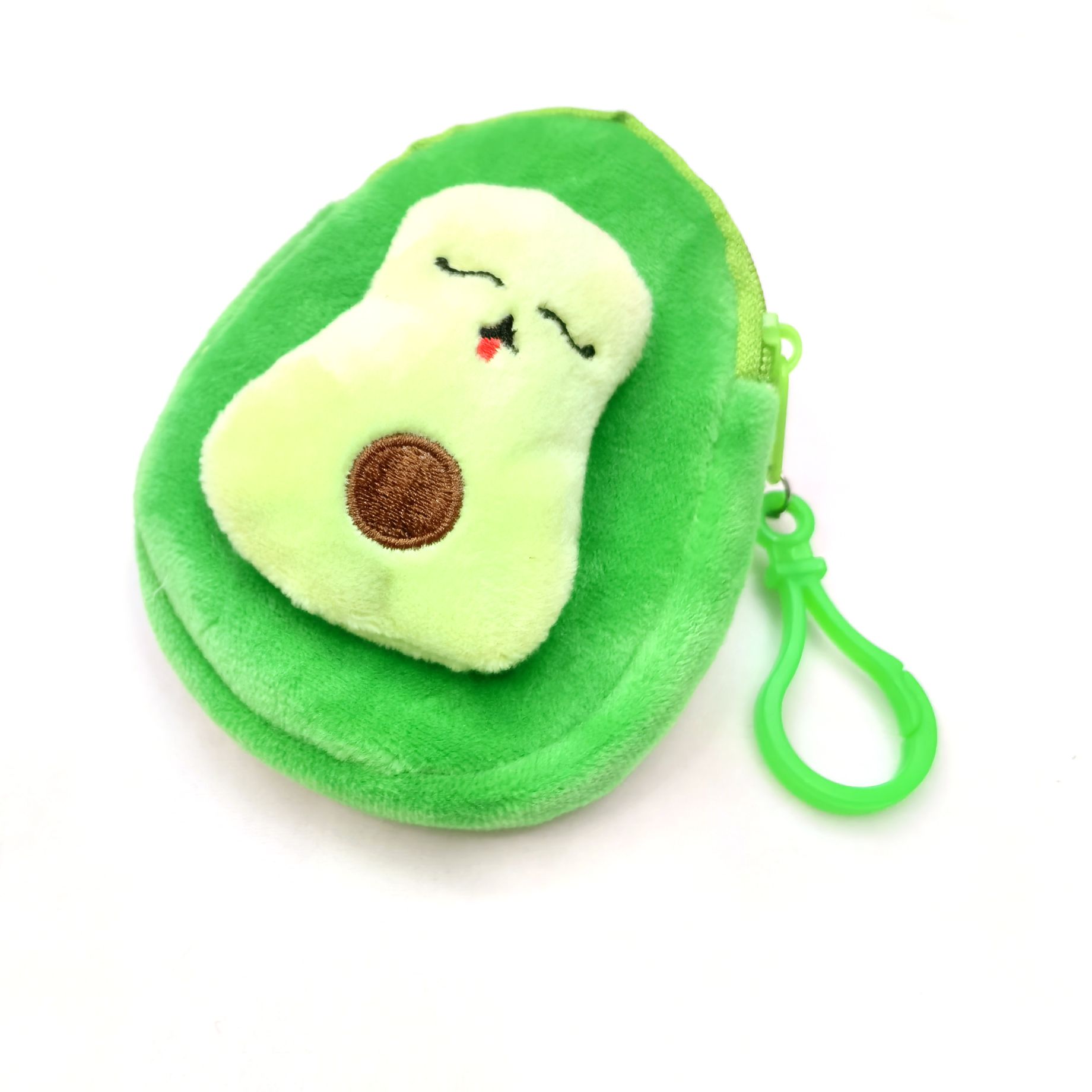 Avocado coin purse, cartoon and cute embroidered zipper coin purse, children's wallet, avocado animal head wallet, coin case detail image 3