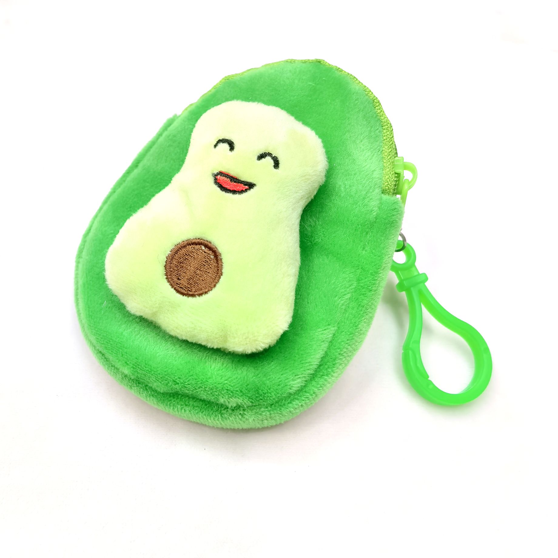 Avocado coin purse, cartoon and cute embroidered zipper coin purse, children's wallet, avocado animal head wallet, coin case detail image 7