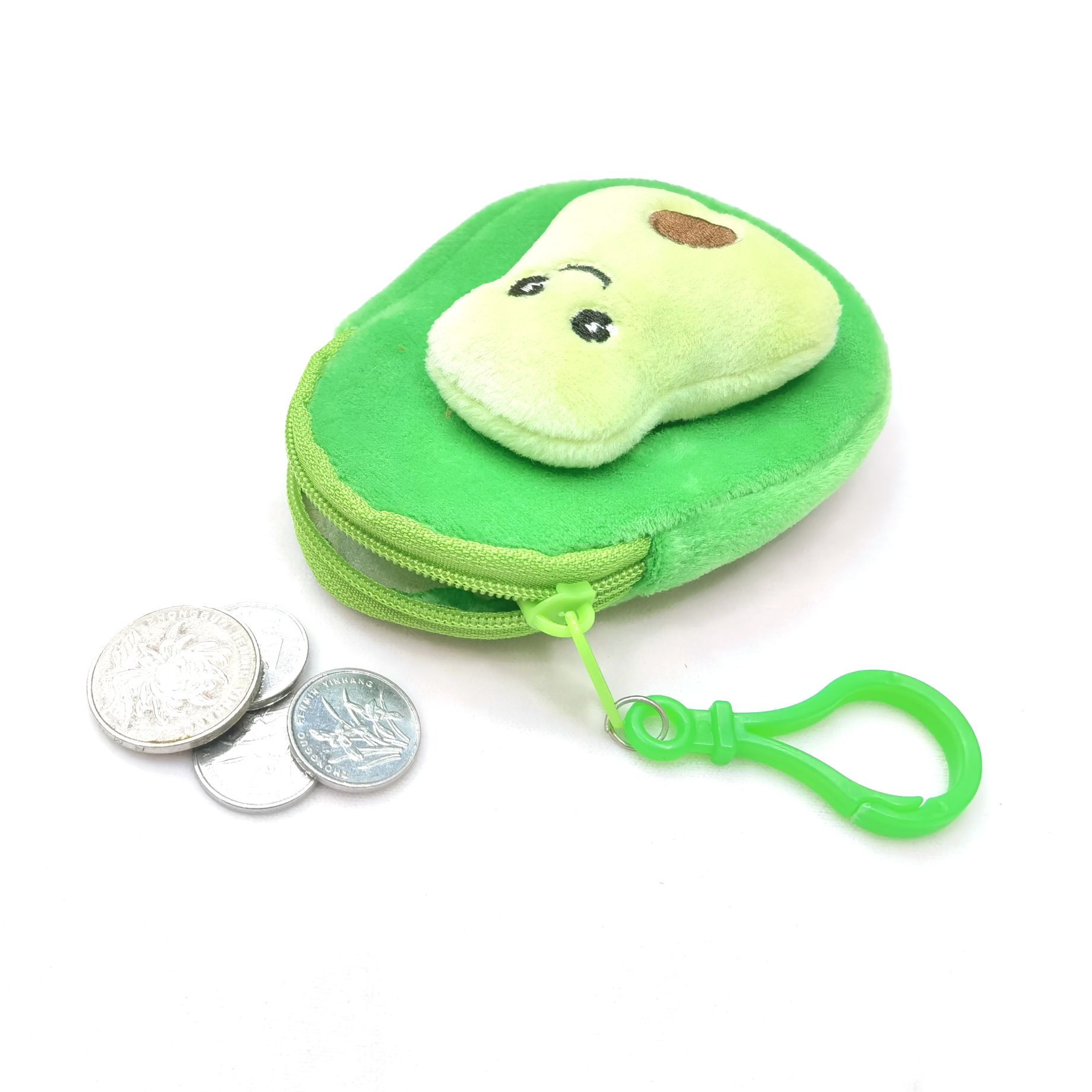Avocado coin purse, cartoon and cute embroidered zipper coin purse, children's wallet, avocado animal head wallet, coin case detail image 8