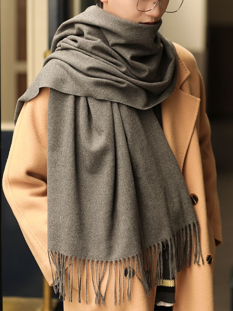 Hombre otoño invierno tendencia frente lana térmica bufanda temperamento estilo details Picture