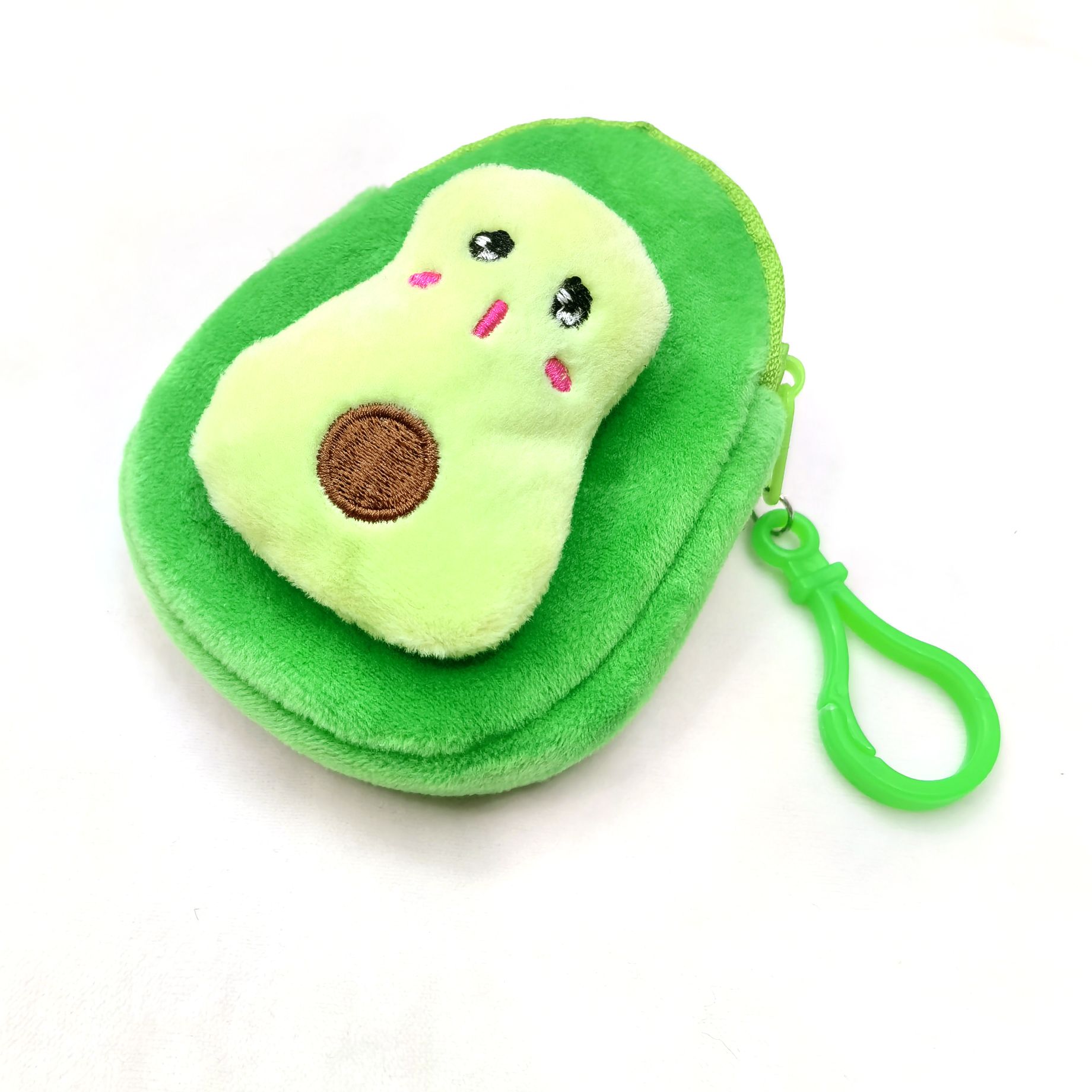 Avocado coin purse, cartoon and cute embroidered zipper coin purse, children's wallet, avocado animal head wallet, coin case details Picture