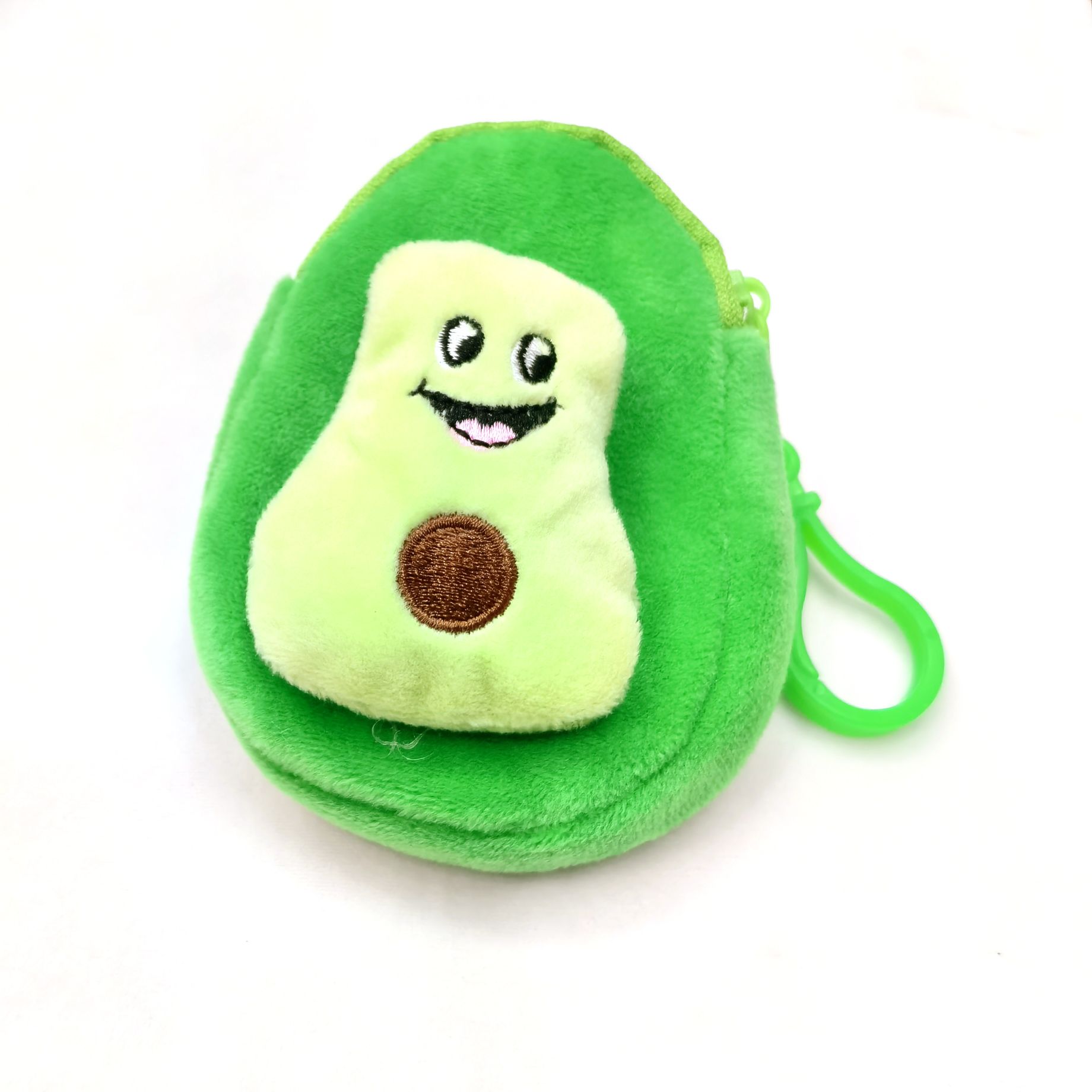 Avocado coin purse, cartoon and cute embroidered zipper coin purse, children's wallet, avocado animal head wallet, coin case detail image 2