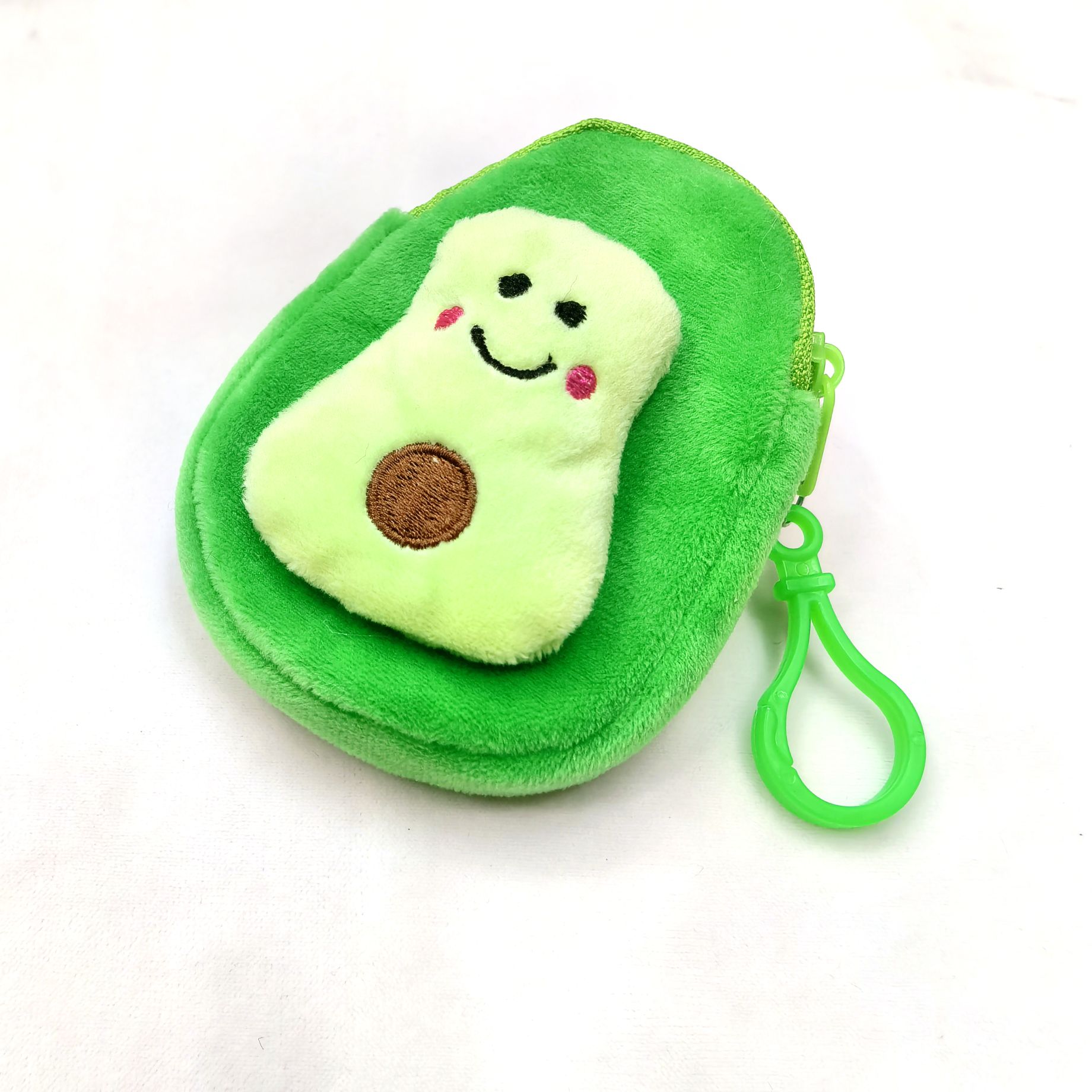 Avocado coin purse, cartoon and cute embroidered zipper coin purse, children's wallet, avocado animal head wallet, coin case detail image 11